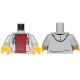 LEGO felsőtest elöl nyitott kapucnis pulóver mintával és sárga kézfejjel, világosszürke (76382)